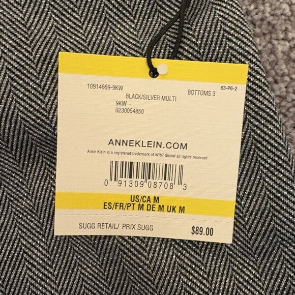 Anne Klein Women's Ankle Pants Size M Black Silver Pull On Slim Fit NWT $89 - Picture 8 of 16